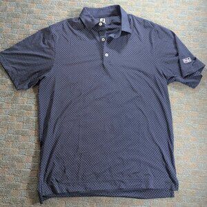 FootJoy Mens Polo Shirt M Navy Blue FJ Logo Print Stretch Golf Performance FJ
